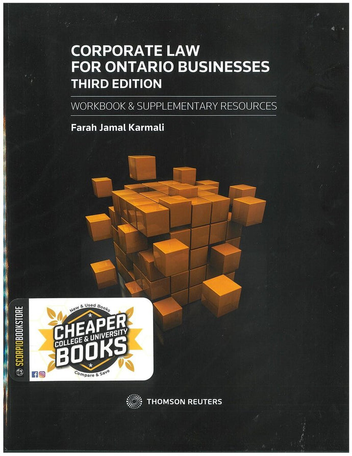Corporate Law for Ontario Businesses with Workbook +Proview 3rd edition by Karmali 9781668717738 *FINAL SALE* *88h [ZZ]